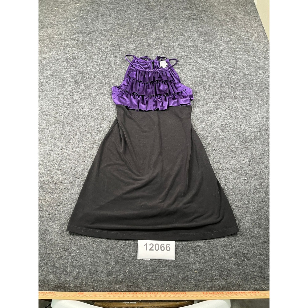 Sweet Storm Mini Dress Womens Medium Black Purple Halter Neck Sleeveless Party